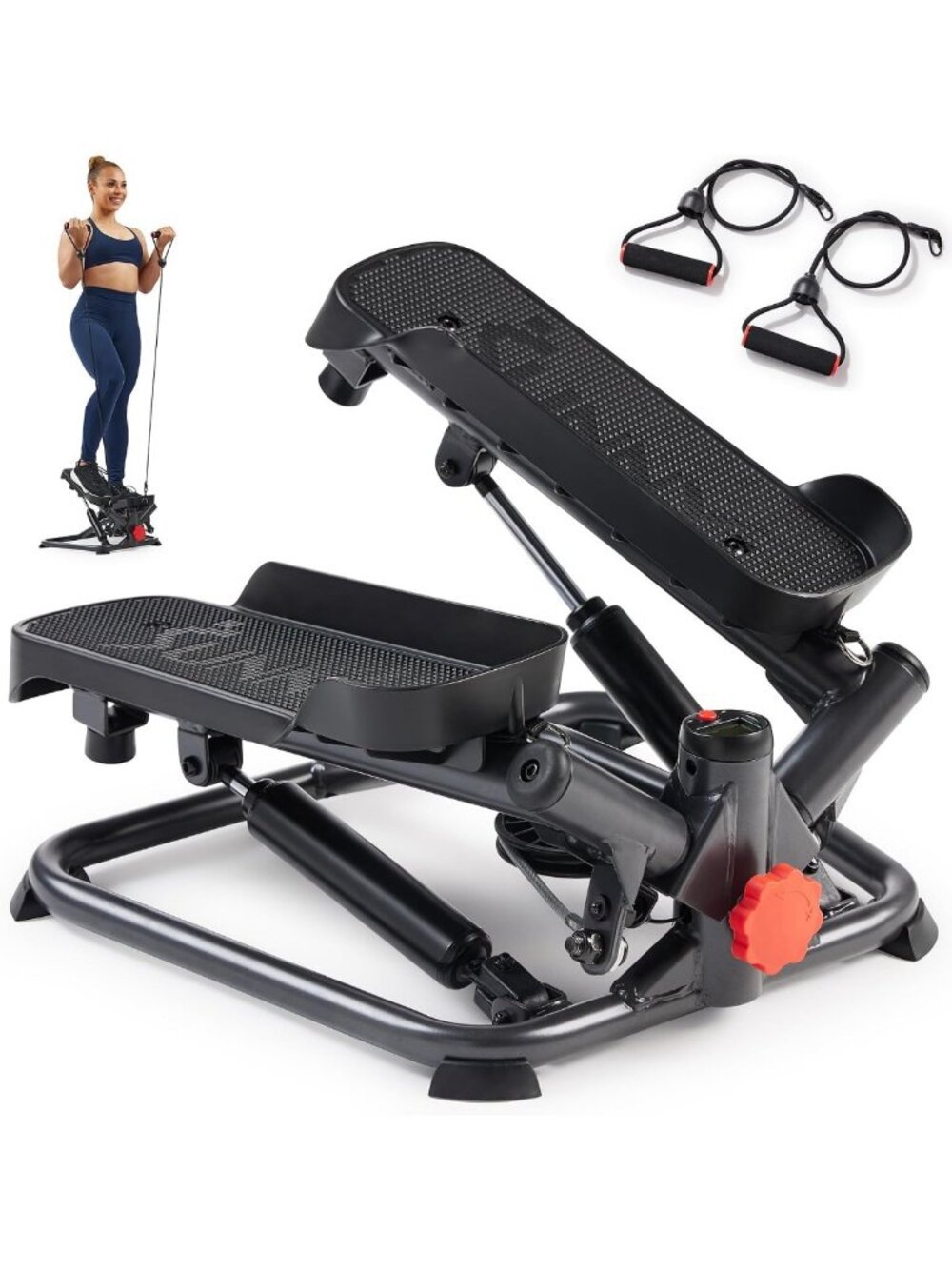 Twist Stair Stepper with Resistance Bands - Compact Home Fitness Equipment